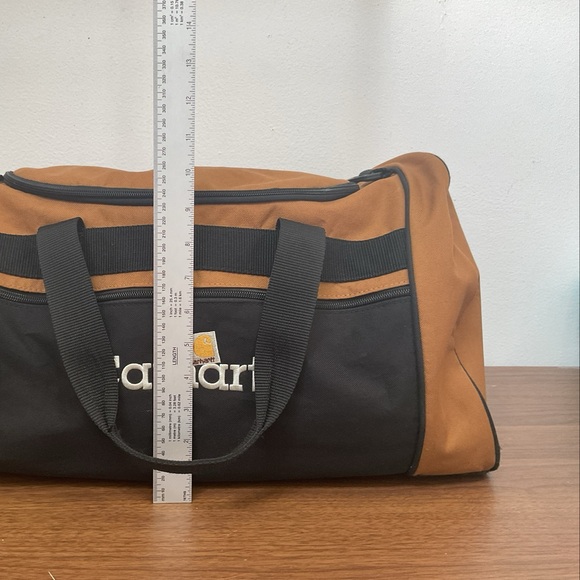 CARHARTT Duffle Bag Canvas Tote Pocket Carry Handles Brown & Black Gear Bag - Picture 14 of 15